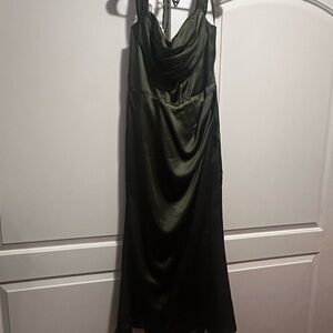 Green Cowl Neck Slip Maxi Dress for Night Out
